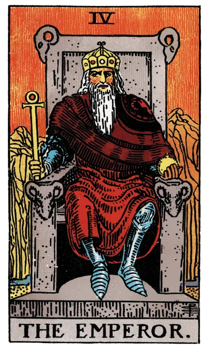 The Emperor tarot card from a Rider-Waite-Smith-style deck