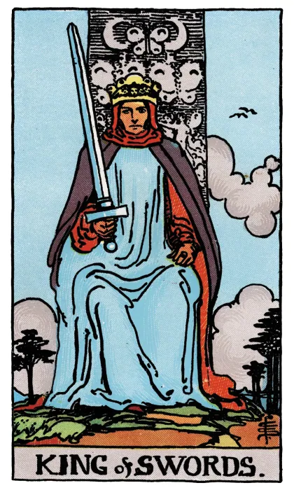 King of Swords tarot card from a Rider-Waite-Smith-style deck